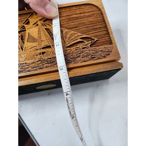 Vintage Lasercraft Wood Sailboat Napkin Holder Laser Engraved Nautical Handmade - Picture 9 of 9
